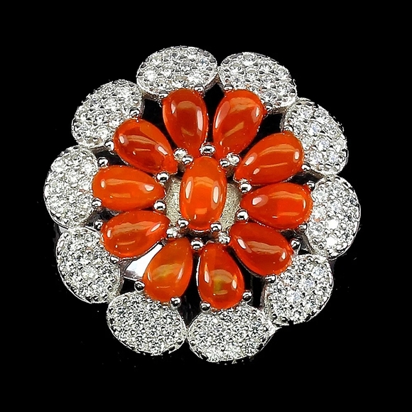 Clarity Enhanced Natural Orange Opal 5x3mm 925 Sterling Silver Ring Size 6 - Picture 4 of 4